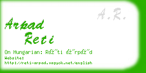 arpad reti business card